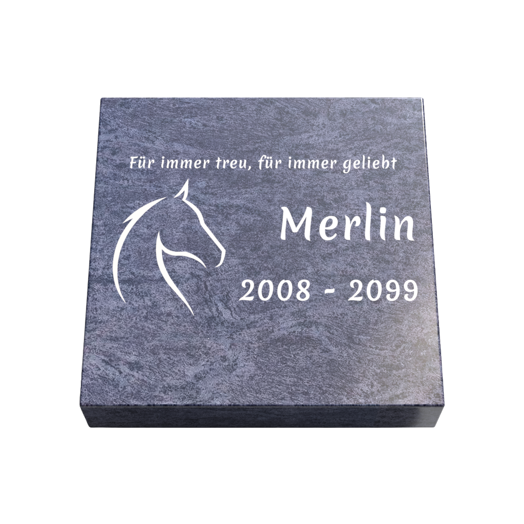 Personalisierte rechteckige Tiergrabplatte aus Granit für Hund, Katze & Haustiere 30 × 30 × 6 cm