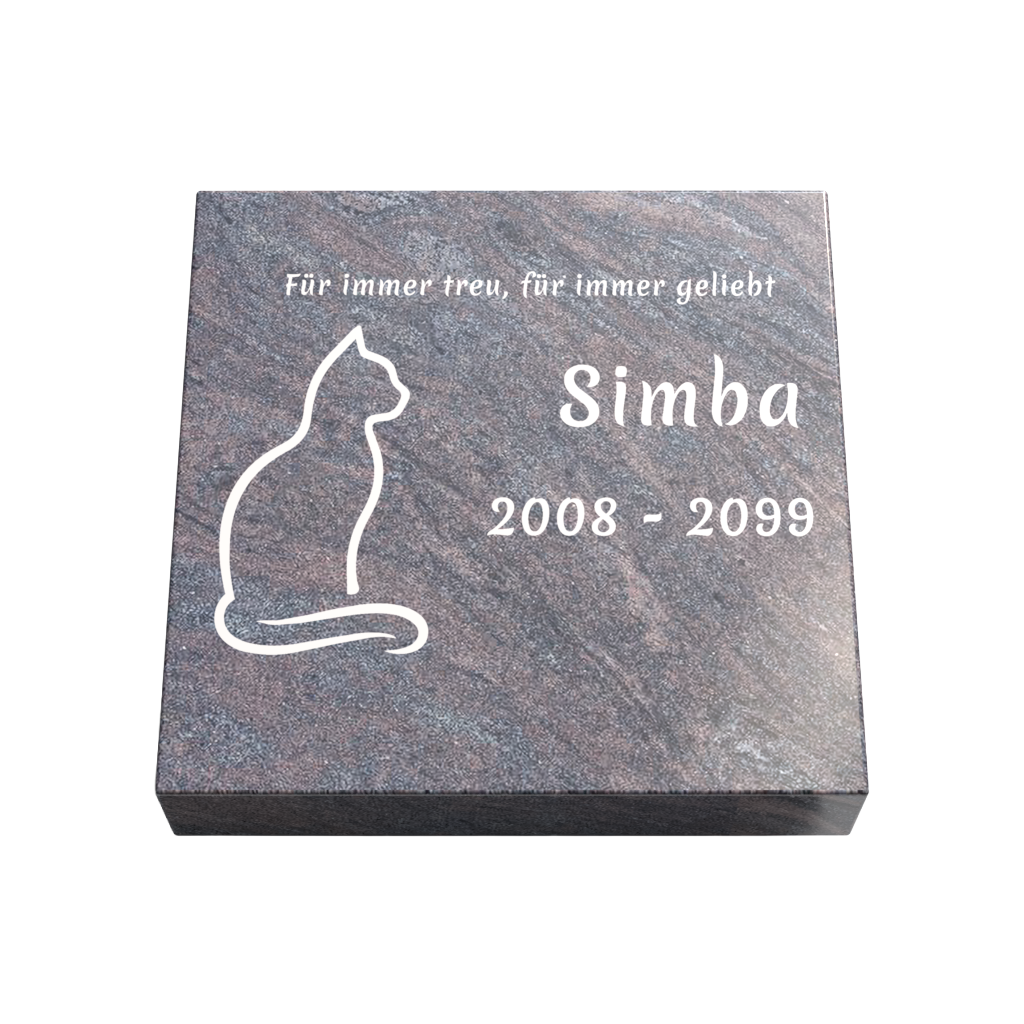 Personalisierte rechteckige Tiergrabplatte aus Granit für Hund, Katze & Haustiere 30 × 30 × 6 cm
