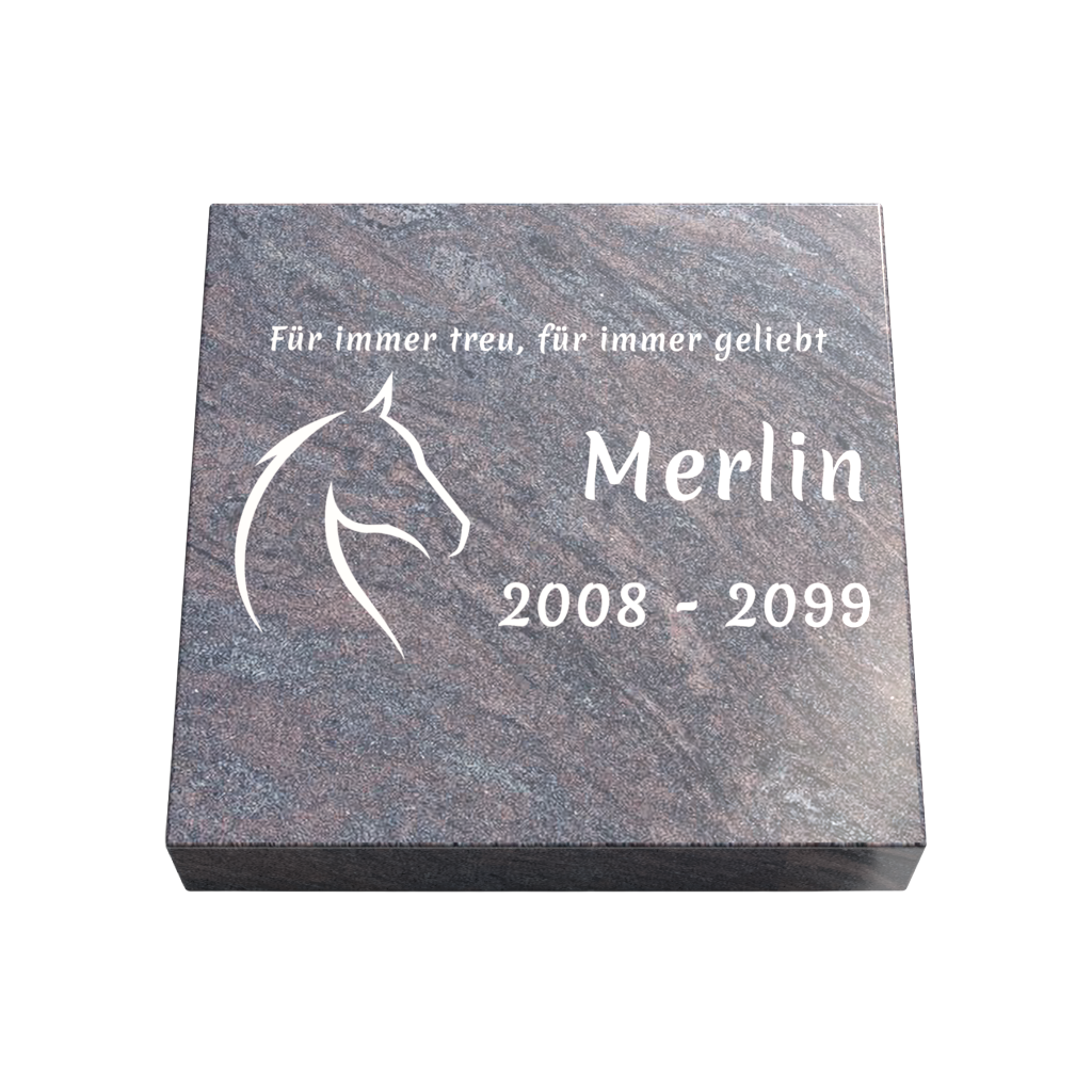 Personalisierte rechteckige Tiergrabplatte aus Granit für Hund, Katze & Haustiere 30 × 30 × 6 cm