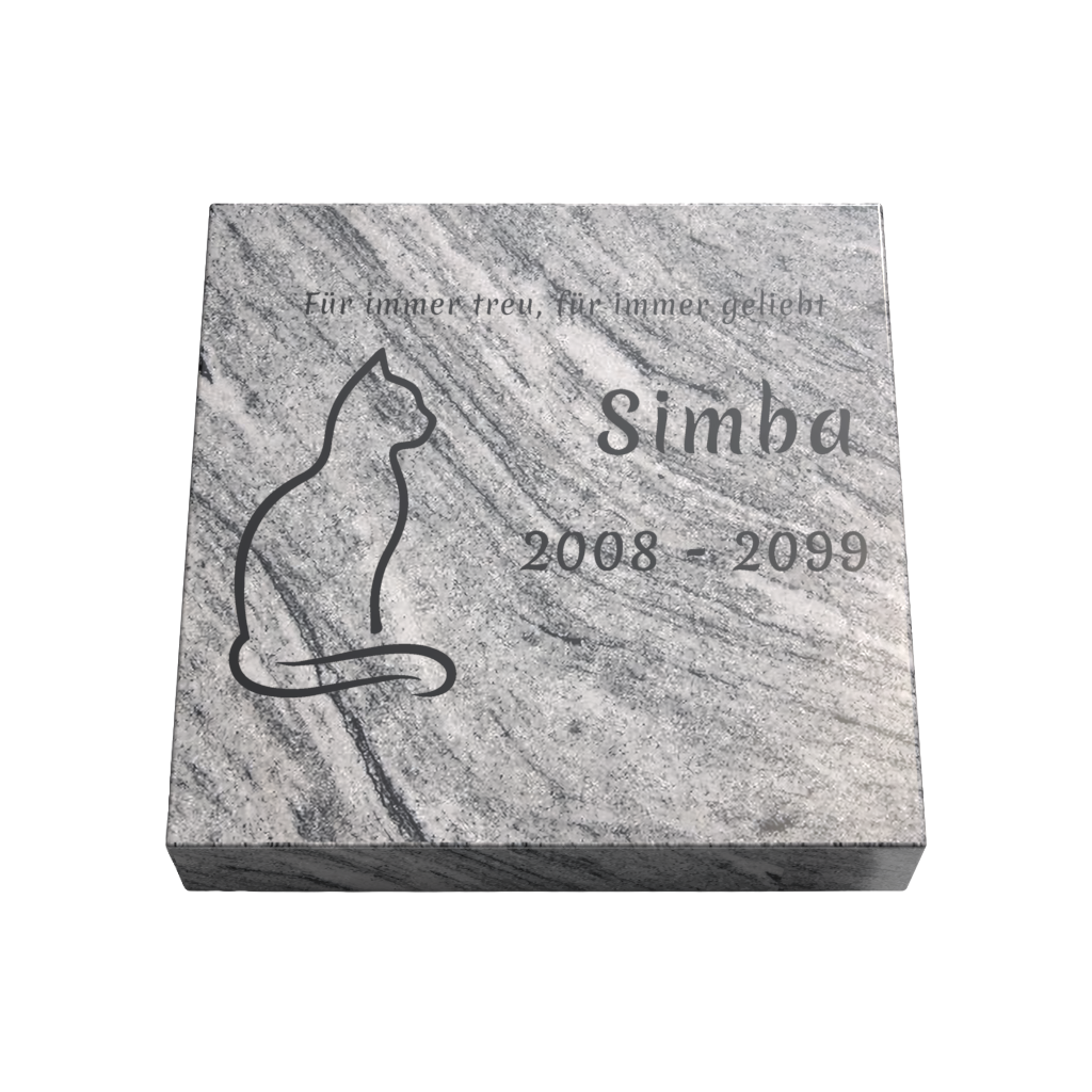 Personalisierte rechteckige Tiergrabplatte aus Granit für Hund, Katze & Haustiere 30 × 30 × 6 cm