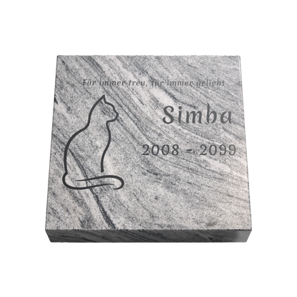 Personalisierte rechteckige Tiergrabplatte aus Granit für Hund, Katze & Haustiere 30 × 30 × 6 cm