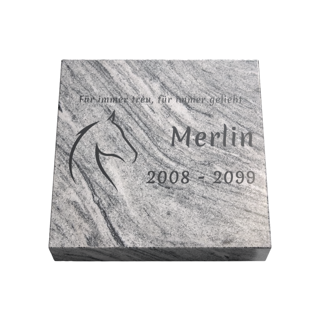 Personalisierte rechteckige Tiergrabplatte aus Granit für Hund, Katze & Haustiere 30 × 30 × 6 cm