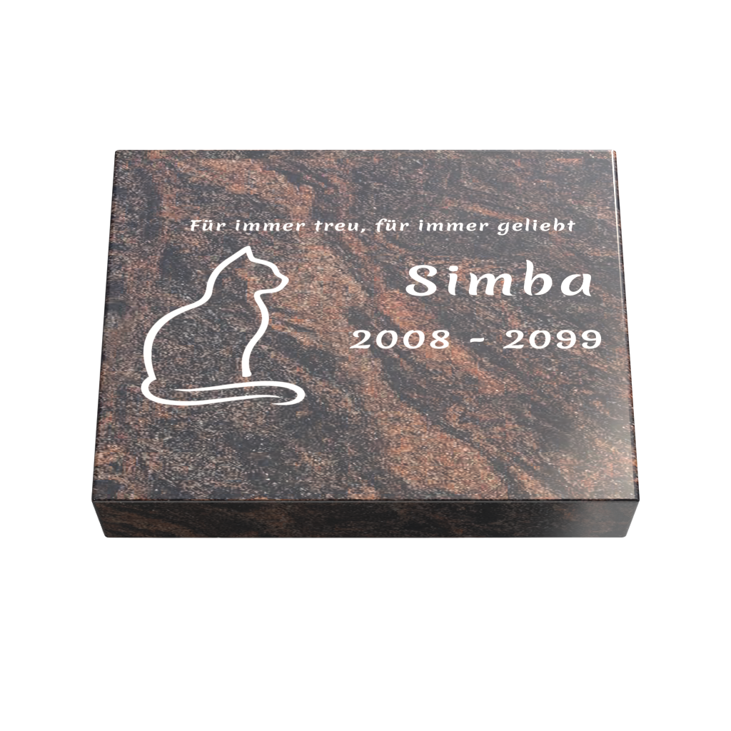 Personalisierte rechteckige Tiergrabplatte aus Granit für Hund, Katze & Haustiere 40 × 30 × 6 cm