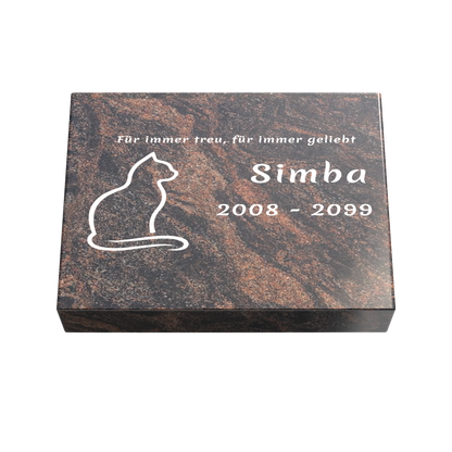 Personalisierte rechteckige Tiergrabplatte aus Granit für Hund, Katze & Haustiere 40 × 30 × 6 cm