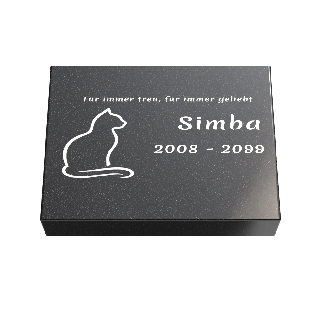 Personalisierte rechteckige Tiergrabplatte aus Granit für Hund, Katze & Haustiere 40 × 30 × 6 cm