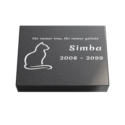 Personalisierte rechteckige Tiergrabplatte aus Granit für Hund, Katze & Haustiere 40 × 30 × 6 cm