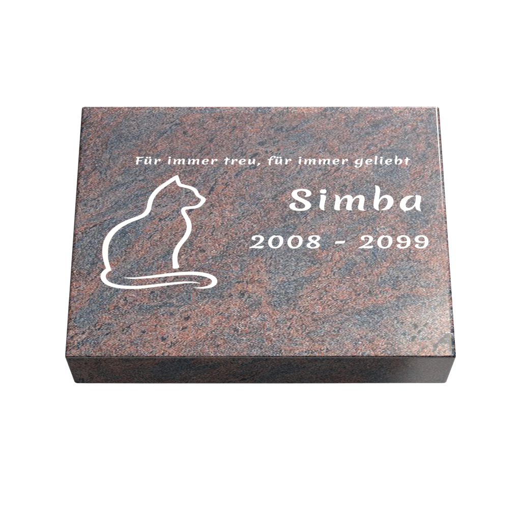 Personalisierte rechteckige Tiergrabplatte aus Granit für Hund, Katze & Haustiere 40 × 30 × 6 cm