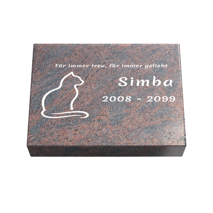 Personalisierte rechteckige Tiergrabplatte aus Granit für Hund, Katze & Haustiere 40 × 30 × 6 cm