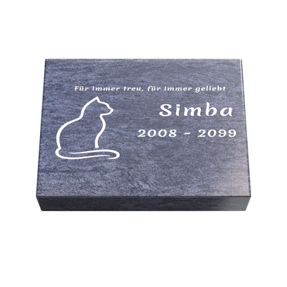Personalisierte rechteckige Tiergrabplatte aus Granit für Hund, Katze & Haustiere 40 × 30 × 6 cm