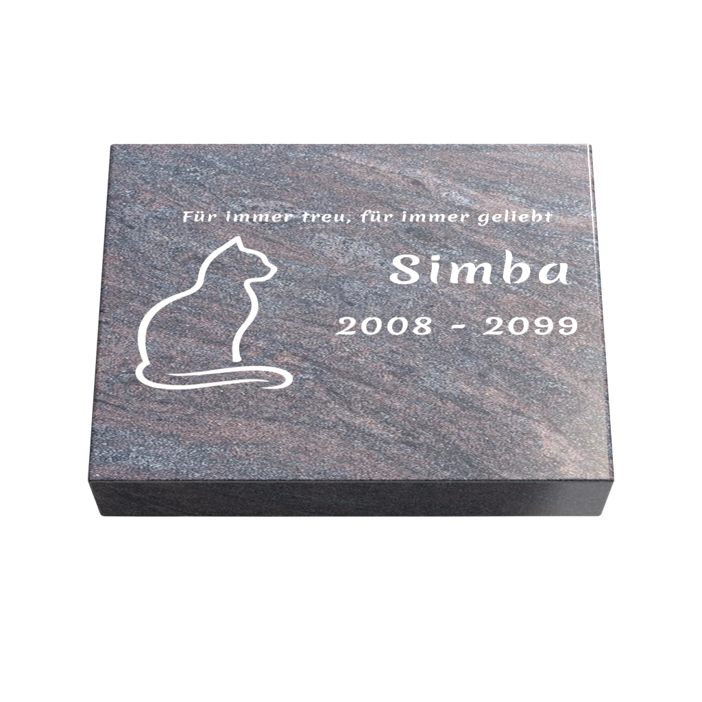 Personalisierte rechteckige Tiergrabplatte aus Granit für Hund, Katze & Haustiere 40 × 30 × 6 cm