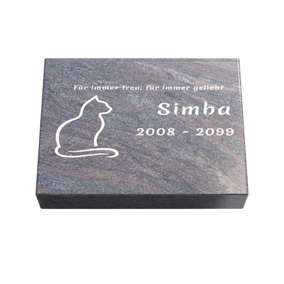 Personalisierte rechteckige Tiergrabplatte aus Granit für Hund, Katze & Haustiere 40 × 30 × 6 cm