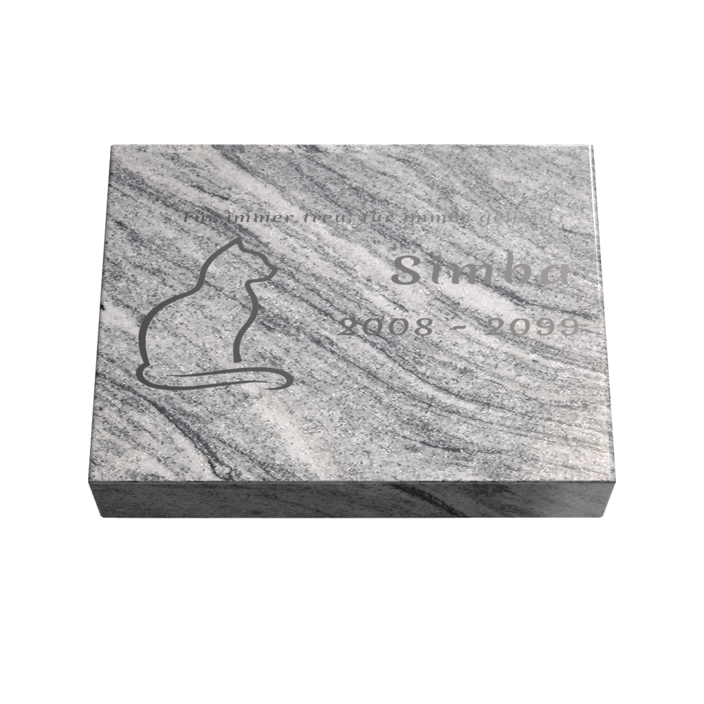 Personalisierte rechteckige Tiergrabplatte aus Granit für Hund, Katze & Haustiere 40 × 30 × 6 cm