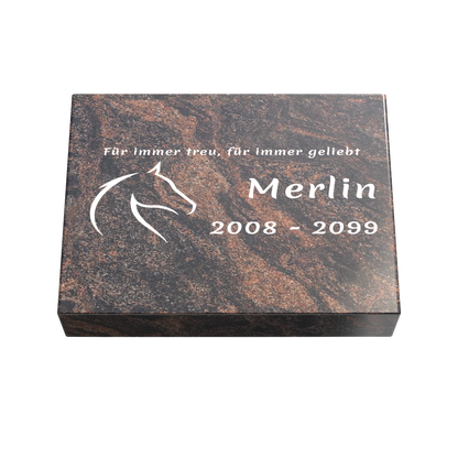 Personalisierte rechteckige Tiergrabplatte aus Granit für Hund, Katze & Haustiere 40 × 30 × 6 cm