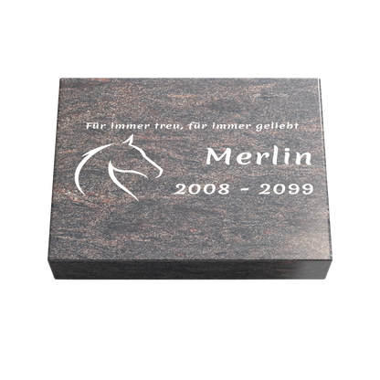 Personalisierte rechteckige Tiergrabplatte aus Granit für Hund, Katze & Haustiere 40 × 30 × 6 cm