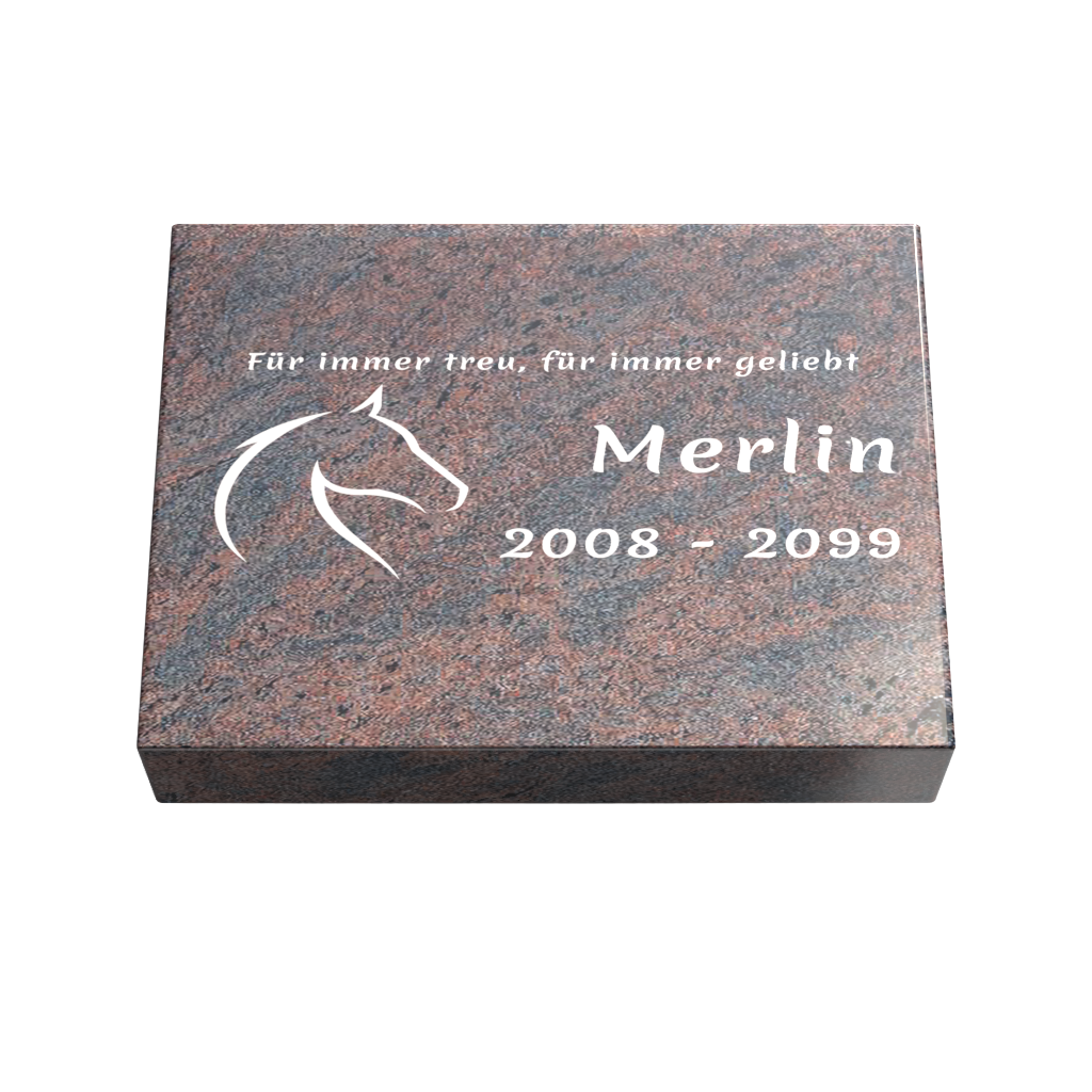 Personalisierte rechteckige Tiergrabplatte aus Granit für Hund, Katze & Haustiere 40 × 30 × 6 cm