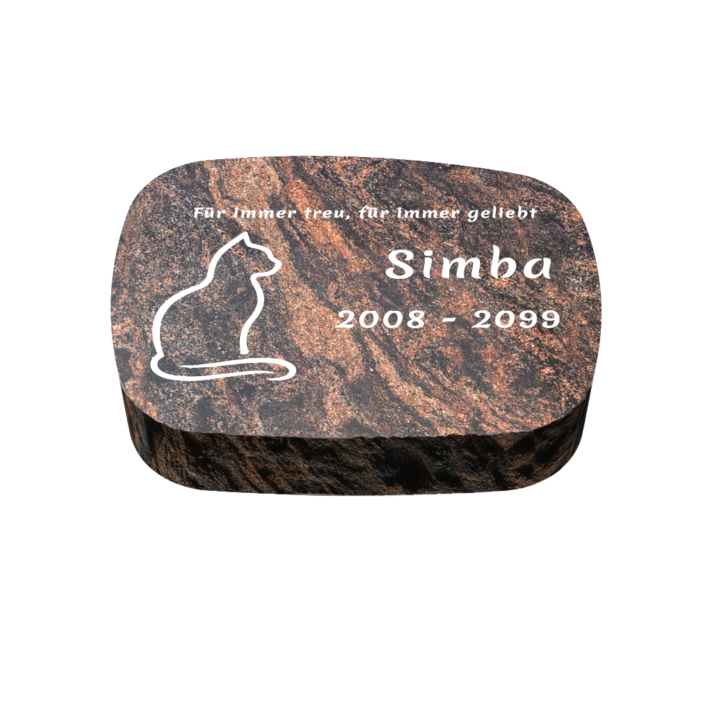 Personalisierter ovaler Tiergrabstein aus Granit für Hund & Katze 30 × 20 × 6 cm