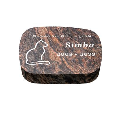 Personalisierter ovaler Tiergrabstein aus Granit für Hund & Katze 30 × 20 × 6 cm
