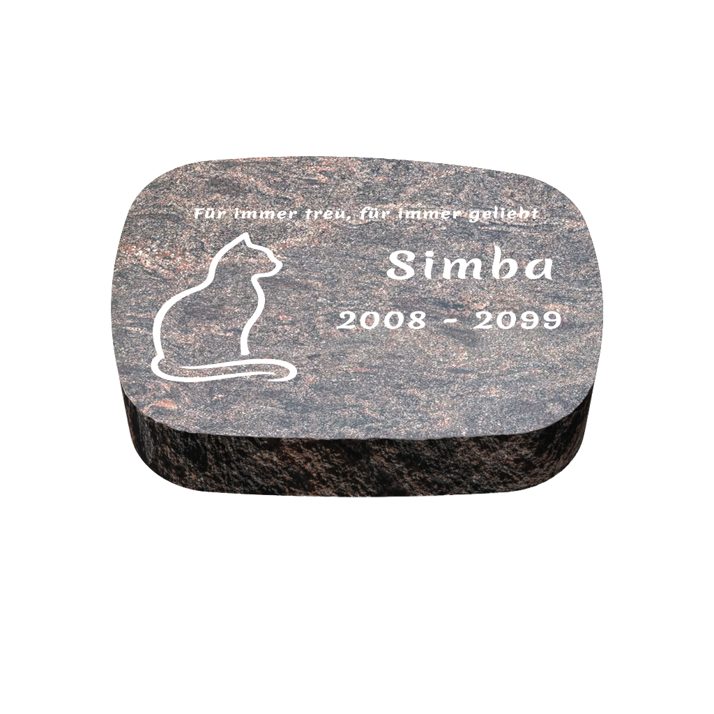 Personalisierter ovaler Tiergrabstein aus Granit für Hund & Katze 30 × 20 × 6 cm