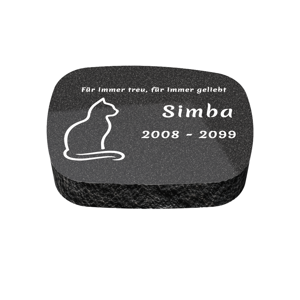 Personalisierter ovaler Tiergrabstein aus Granit für Hund & Katze 30 × 20 × 6 cm