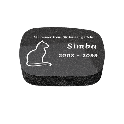 Personalisierter ovaler Tiergrabstein aus Granit für Hund & Katze 30 × 20 × 6 cm