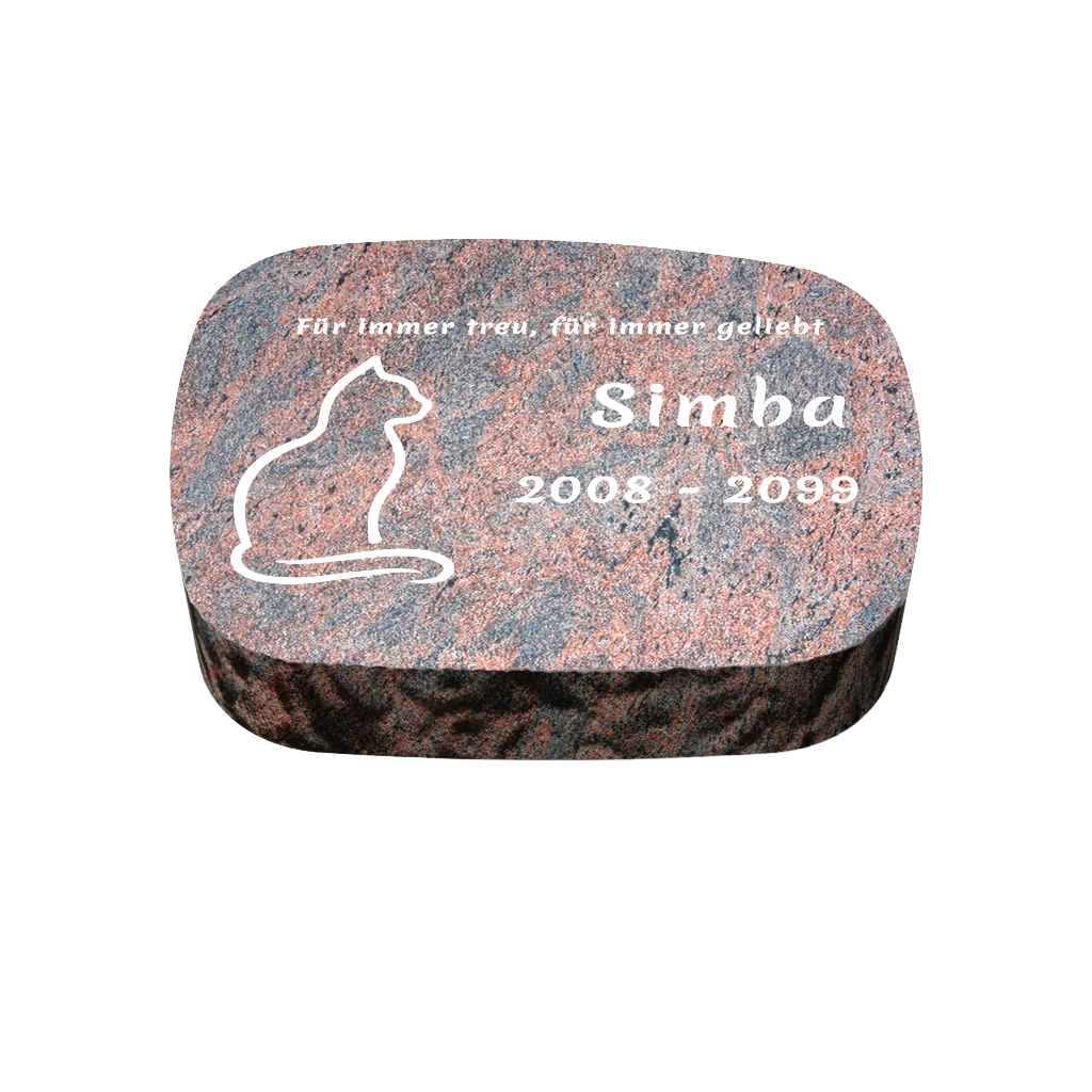 Personalisierter ovaler Tiergrabstein aus Granit für Hund & Katze 30 × 20 × 6 cm