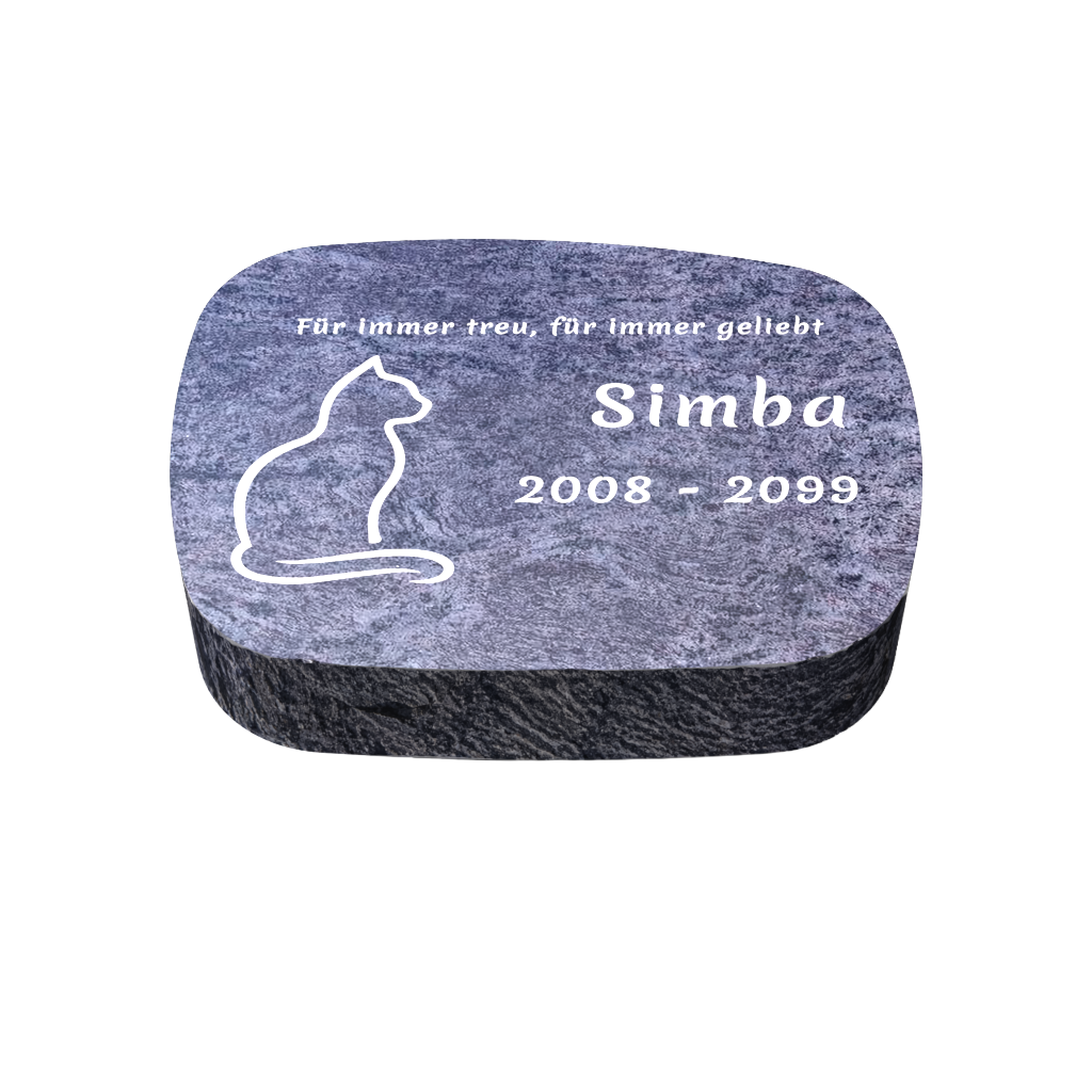 Personalisierter ovaler Tiergrabstein aus Granit für Hund & Katze 30 × 20 × 6 cm
