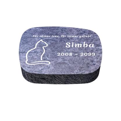 Personalisierter ovaler Tiergrabstein aus Granit für Hund & Katze 30 × 20 × 6 cm
