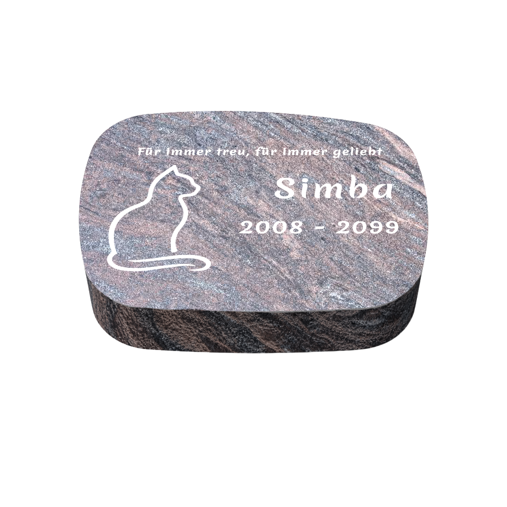 Personalisierter ovaler Tiergrabstein aus Granit für Hund & Katze 30 × 20 × 6 cm