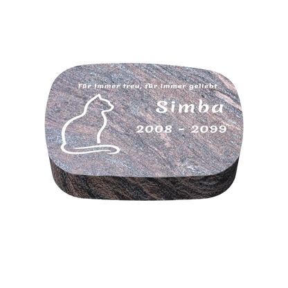 Personalisierter ovaler Tiergrabstein aus Granit für Hund & Katze 30 × 20 × 6 cm