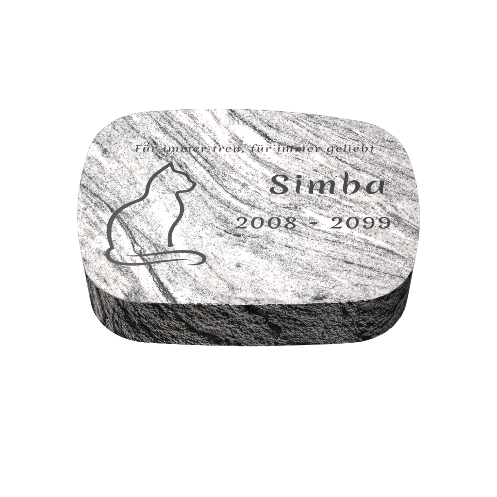 Personalisierter ovaler Tiergrabstein aus Granit für Hund & Katze 30 × 20 × 6 cm