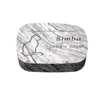 Personalisierter ovaler Tiergrabstein aus Granit für Hund & Katze 30 × 20 × 6 cm