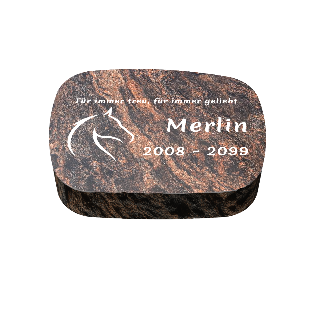 Personalisierter ovaler Tiergrabstein aus Granit für Hund & Katze 30 × 20 × 6 cm