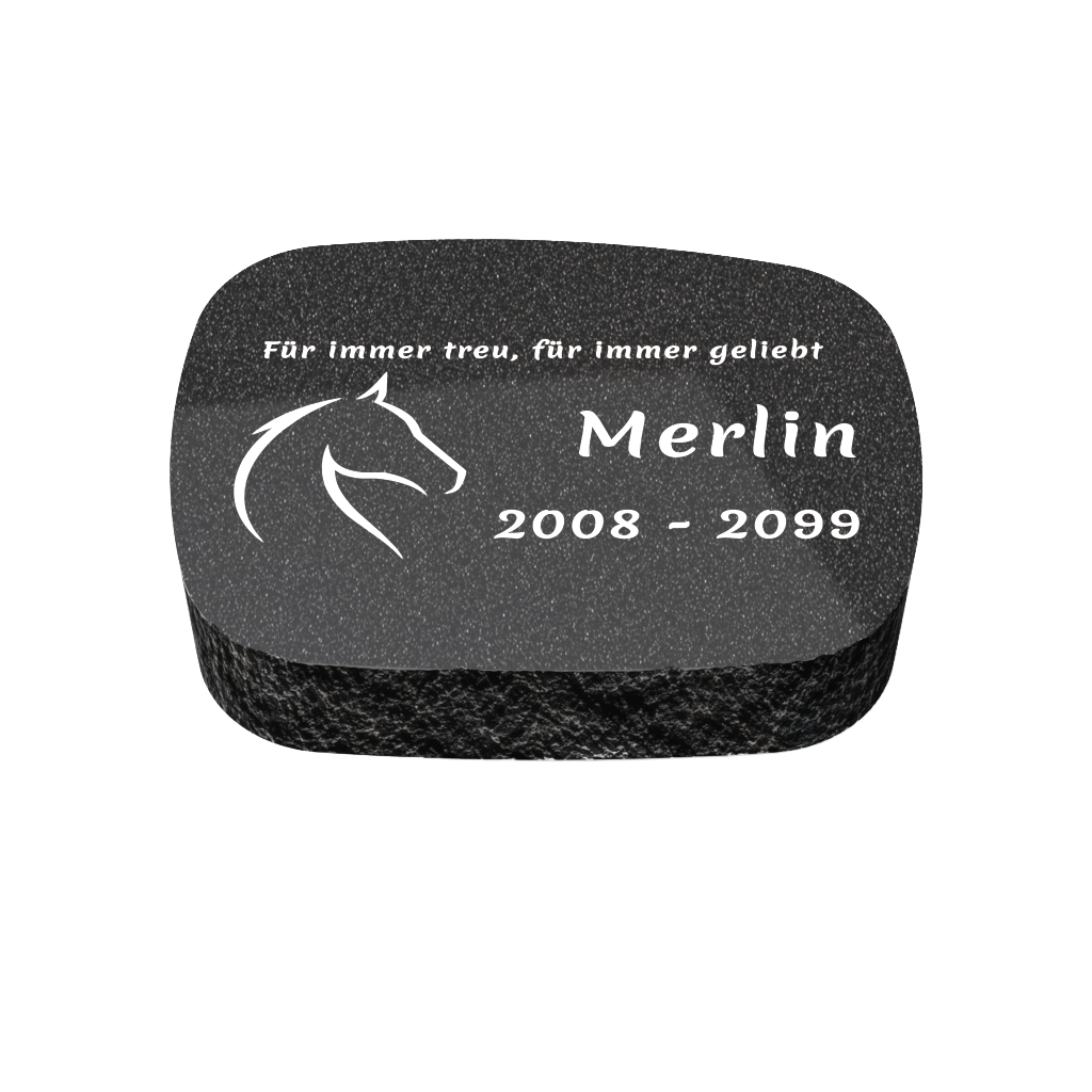 Personalisierter ovaler Tiergrabstein aus Granit für Hund & Katze 30 × 20 × 6 cm
