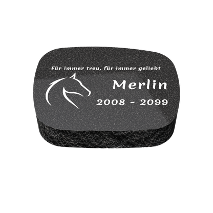 Personalisierter ovaler Tiergrabstein aus Granit für Hund & Katze 30 × 20 × 6 cm