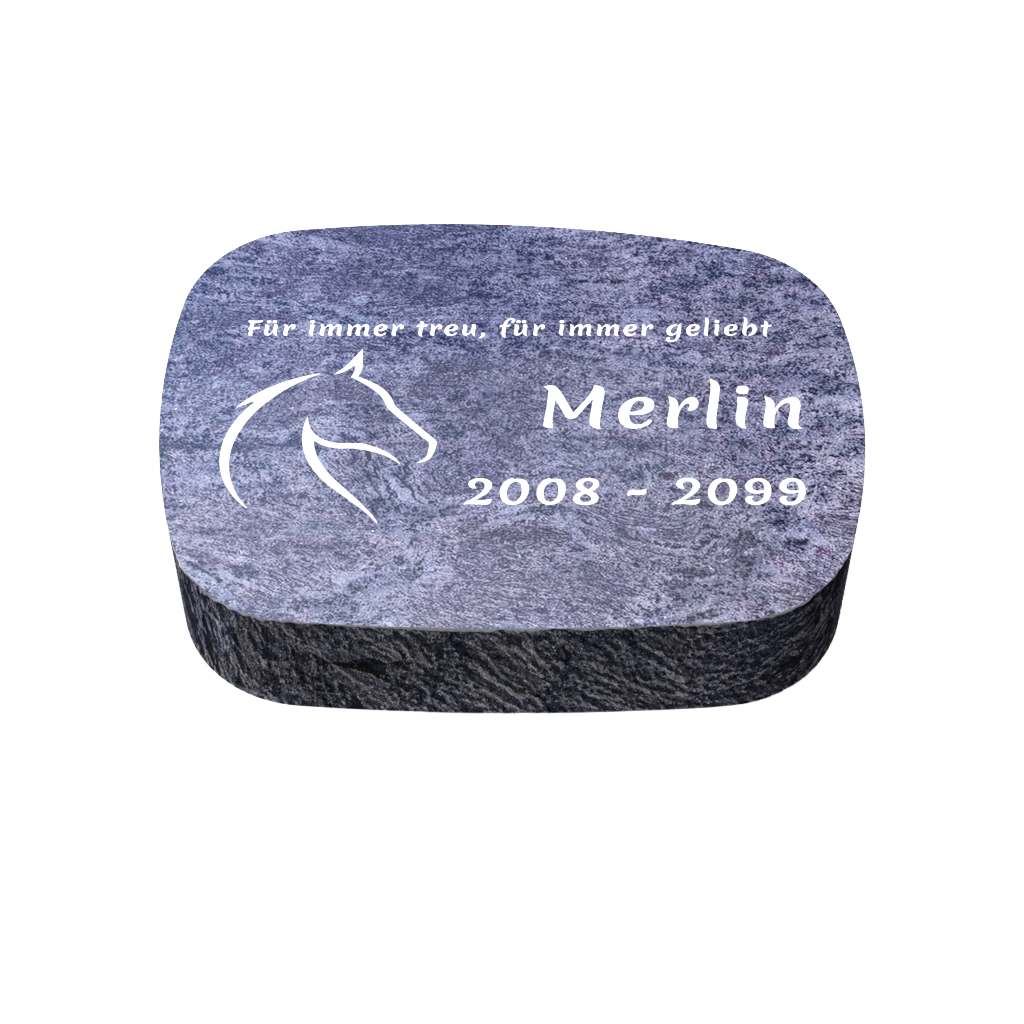 Personalisierter ovaler Tiergrabstein aus Granit für Hund & Katze 30 × 20 × 6 cm