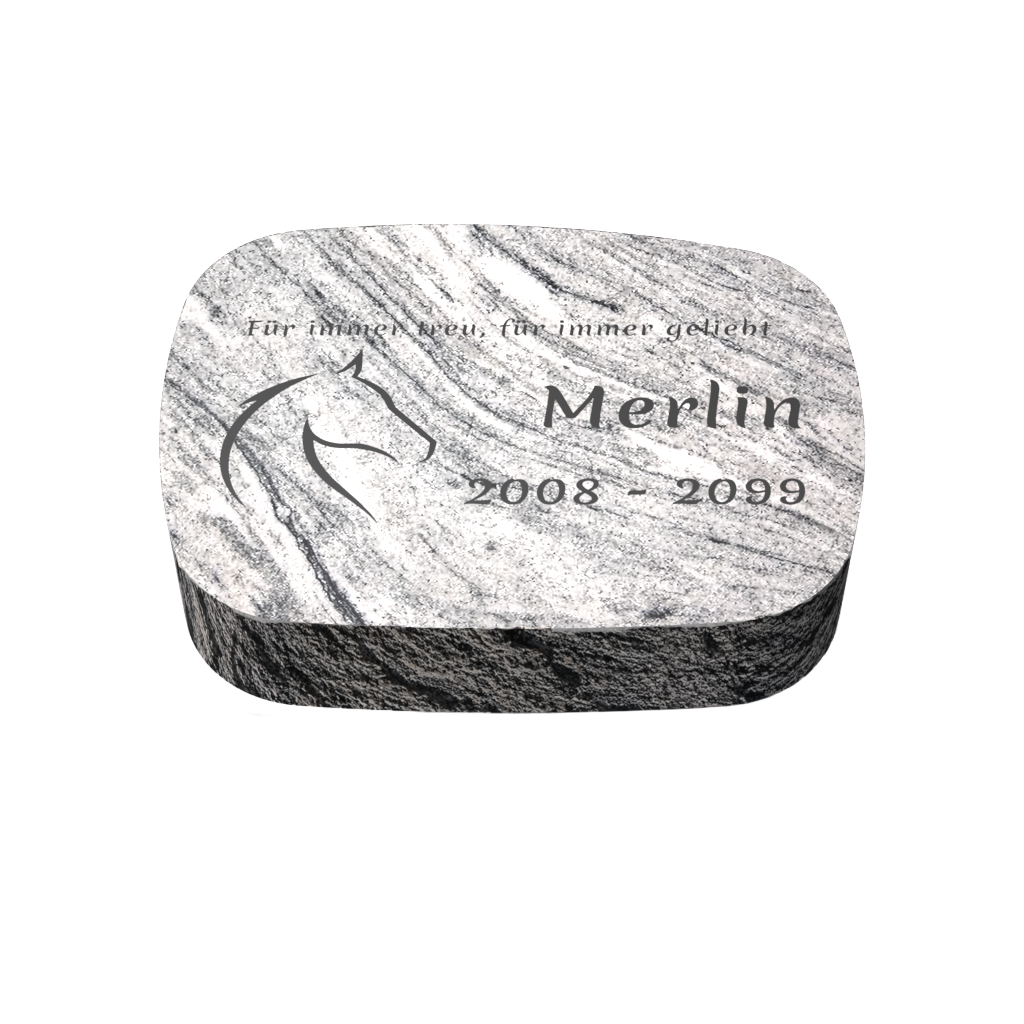 Personalisierter ovaler Tiergrabstein aus Granit für Hund & Katze 30 × 20 × 6 cm