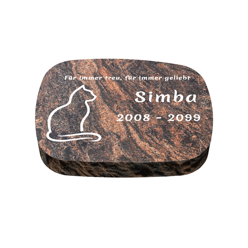 Personalisierter ovaler Tiergrabstein aus Granit für Hund & Katze 40 × 30 × 6 cm