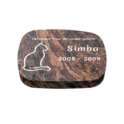 Personalisierter ovaler Tiergrabstein aus Granit für Hund & Katze 40 × 30 × 6 cm