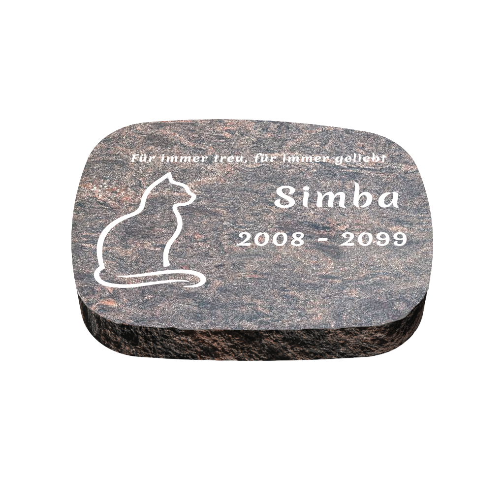 Personalisierter ovaler Tiergrabstein aus Granit für Hund & Katze 40 × 30 × 6 cm
