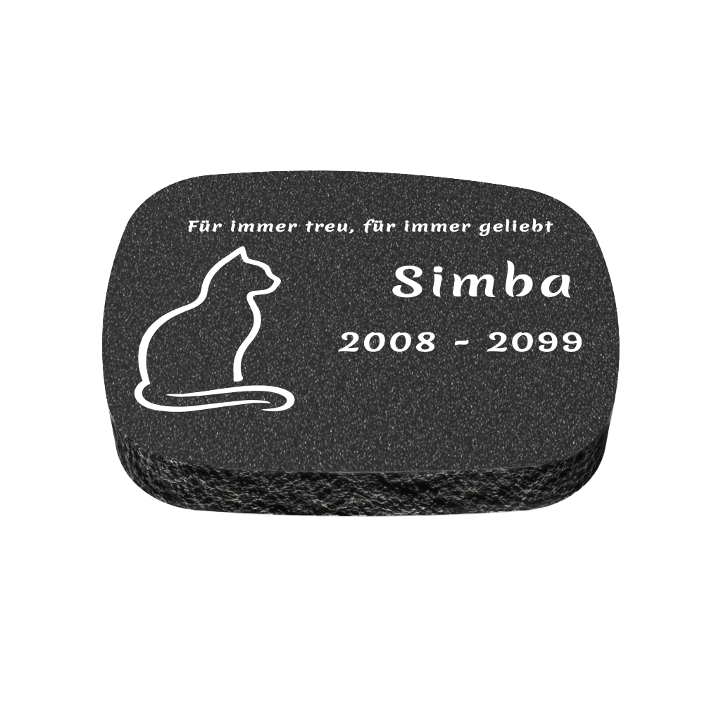Personalisierter ovaler Tiergrabstein aus Granit für Hund & Katze 40 × 30 × 6 cm