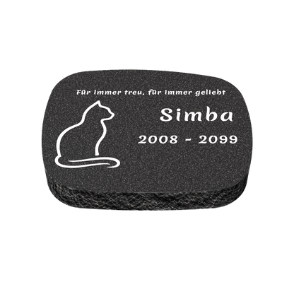 Personalisierter ovaler Tiergrabstein aus Granit für Hund & Katze 40 × 30 × 6 cm
