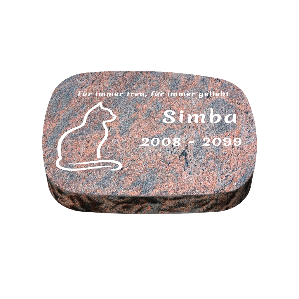 Personalisierter ovaler Tiergrabstein aus Granit für Hund & Katze 40 × 30 × 6 cm