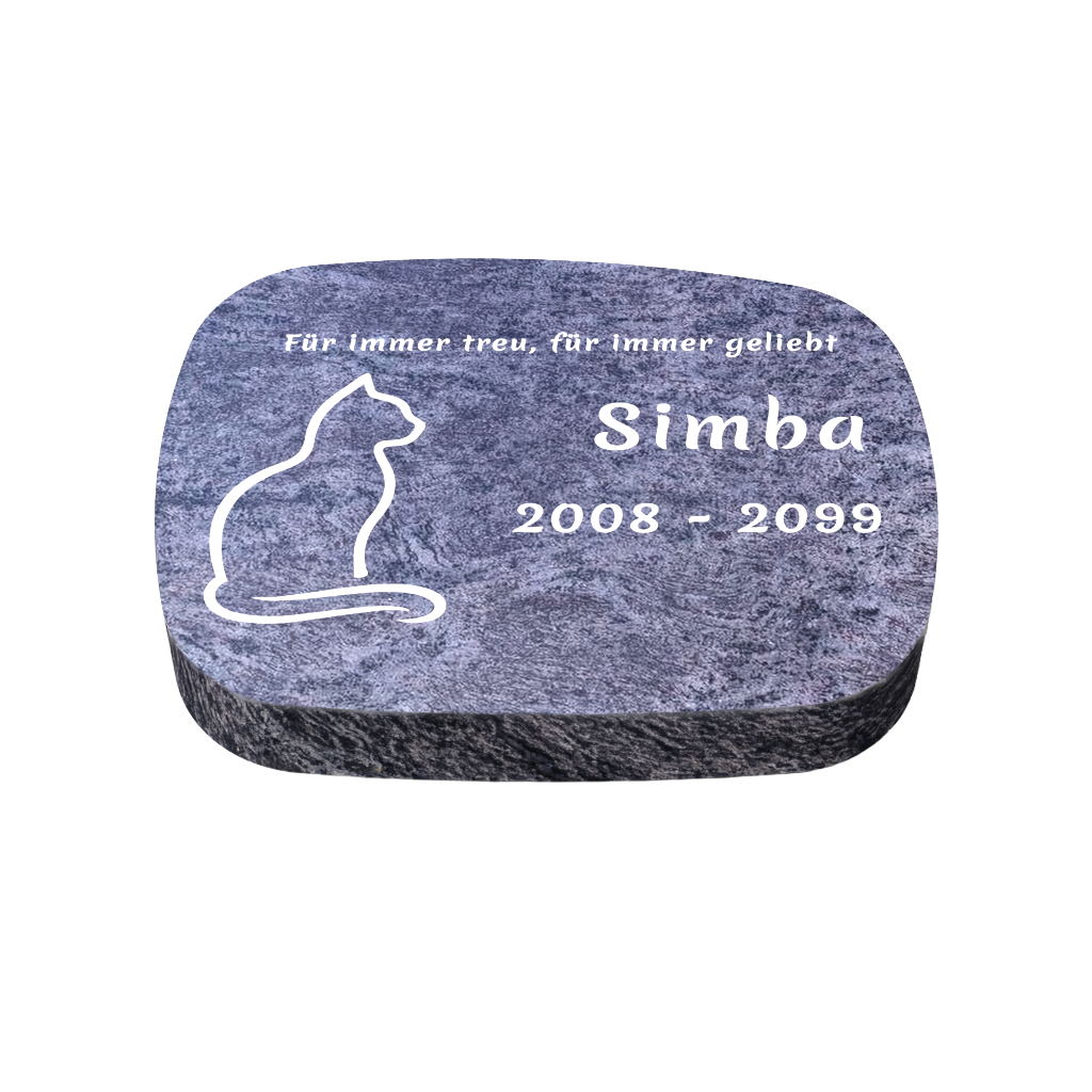 Personalisierter ovaler Tiergrabstein aus Granit für Hund & Katze 40 × 30 × 6 cm