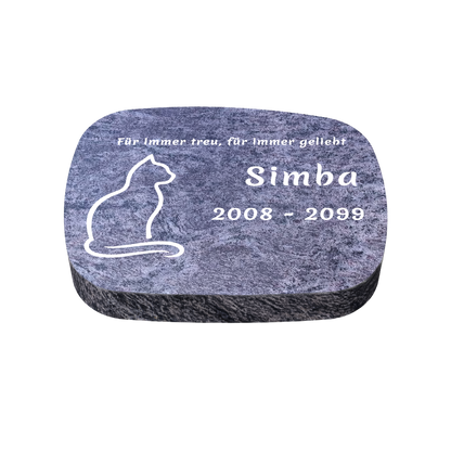 Personalisierter ovaler Tiergrabstein aus Granit für Hund & Katze 40 × 30 × 6 cm
