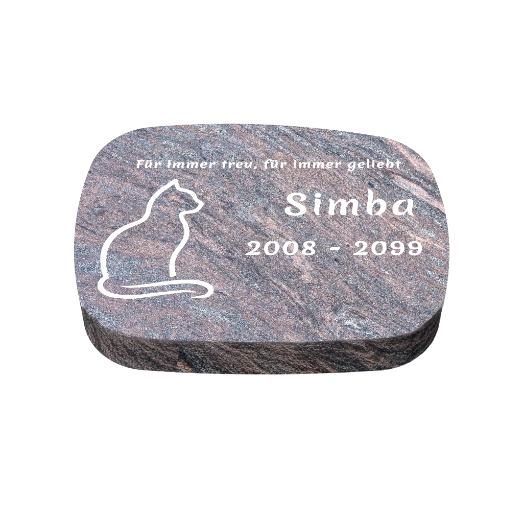 Personalisierter ovaler Tiergrabstein aus Granit für Hund & Katze 40 × 30 × 6 cm