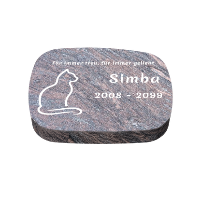 Personalisierter ovaler Tiergrabstein aus Granit für Hund & Katze 40 × 30 × 6 cm