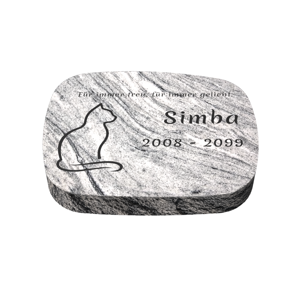 Personalisierter ovaler Tiergrabstein aus Granit für Hund & Katze 40 × 30 × 6 cm