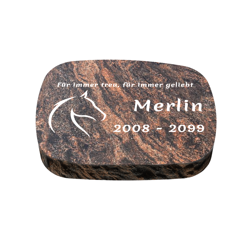 Personalisierter ovaler Tiergrabstein aus Granit für Hund & Katze 40 × 30 × 6 cm