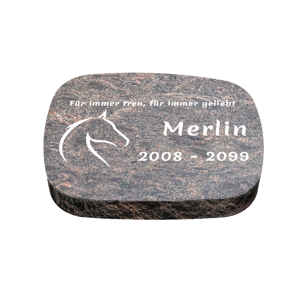 Personalisierter ovaler Tiergrabstein aus Granit für Hund & Katze 40 × 30 × 6 cm