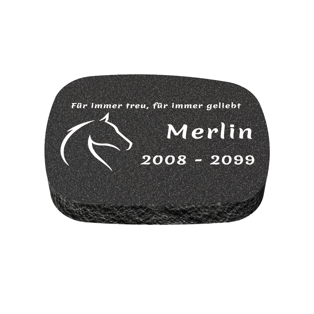 Personalisierter ovaler Tiergrabstein aus Granit für Hund & Katze 40 × 30 × 6 cm